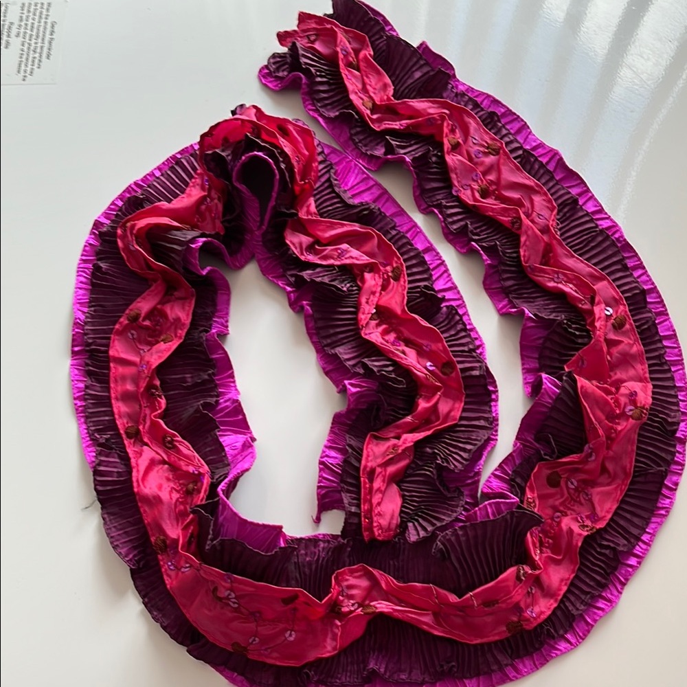 Accessorize Pink and Purple Ruffled Scarf
